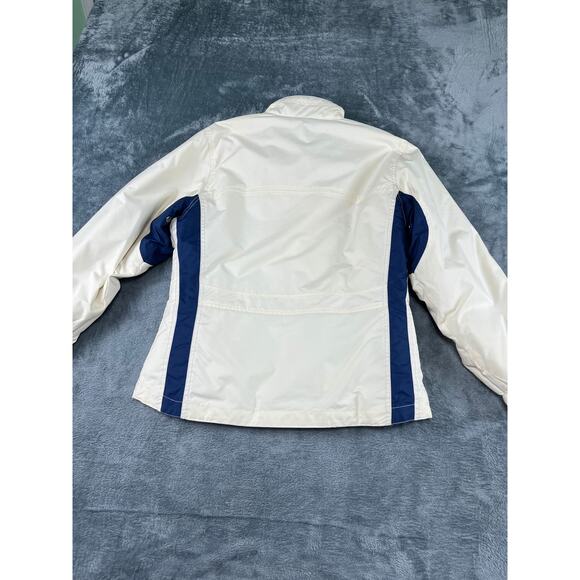 Tusk Vintage Snowboard Jacket Women's Size 10 White Blue Zip  Y2K Ski #944-80J - Picture 2 of 16